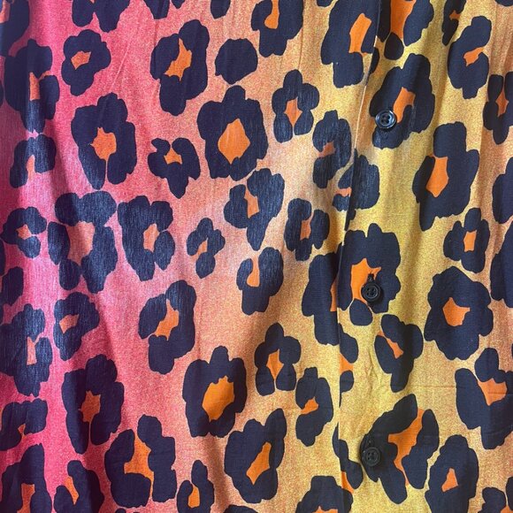 R13 OMBRE NEON LEOPARD "SKATER" MINI SHIRT DRESS - Picture 6 of 6